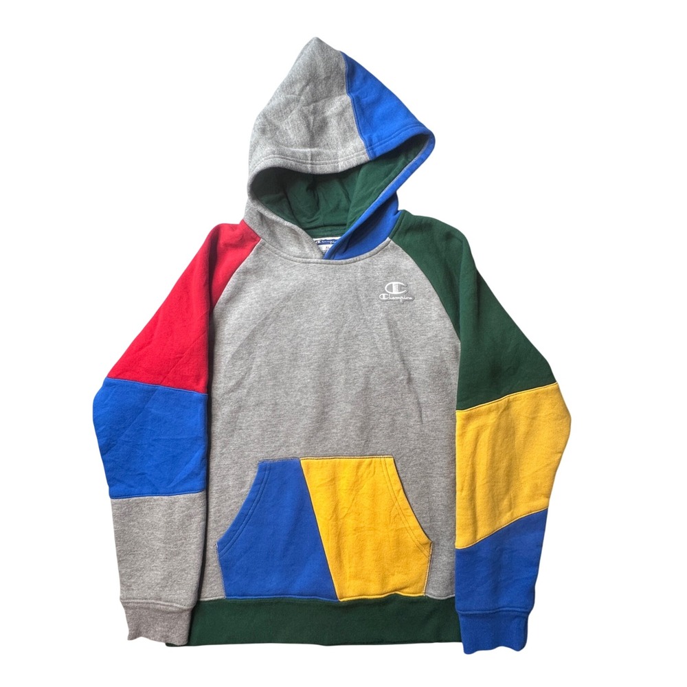 Champion Hoodie Boys XL Multi Colorblock Pullover Fleece Logo CLB320